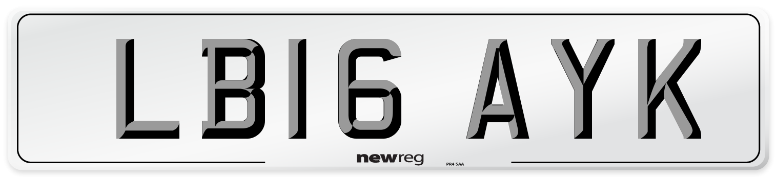 LB16 AYK Number Plate from New Reg